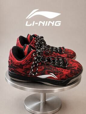 Li-Ning ABPK011-3 Red Black High Top Basketball Shoes Men’s 10